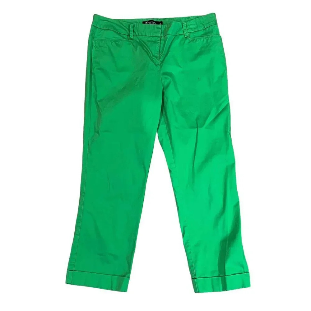 New York & Company Avenue Women's Size 6 Green Cropped‎ Chino Straight Leg Pants